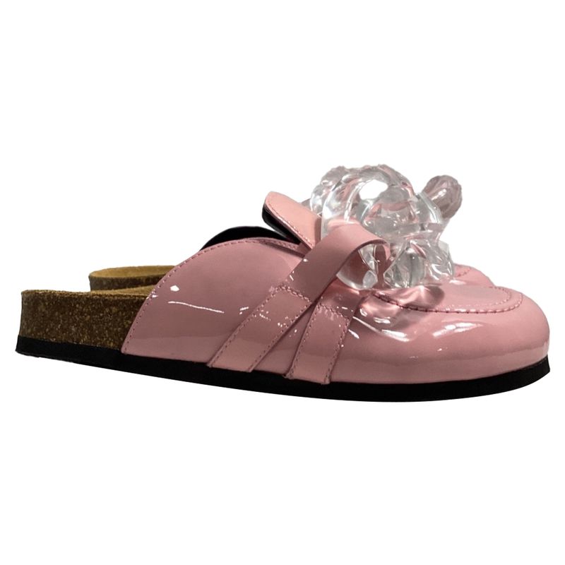Jw Anderson Chain Loafer Mules In Pink Patent Leather